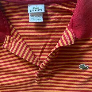 Vintage men’s Lacoste Striped Red and Yellow Polo Shirt